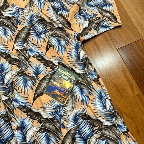 NWT Hawaiian Tropic Mens Orange Floral Tropical Short Sleeve Button size XL - Picture 5 of 7